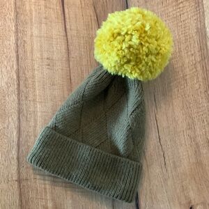 Olive green beanie by Anthropologie detachable pompon